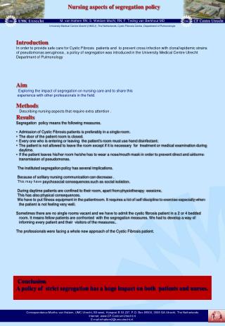 Nursing aspects of segregation policy