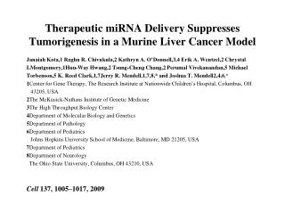 Therapeutic miRNA Delivery Suppresses Tumorigenesis in a Murine Liver Cancer Model