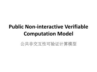 Public Non-interactive Verifiable Computation Model