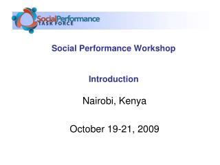 Social Performance Workshop Introduction