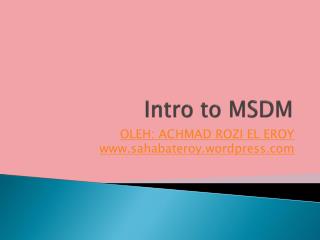 Intro to MSDM