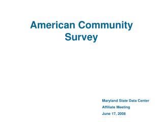 American Community Survey