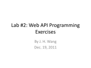 Lab #2: Web API Programming Exercises