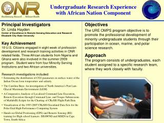 Undergraduate Research Experience with African Nation Component