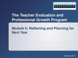 Module 6 : Reflecting and Planning for Next Year