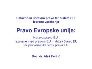 Ustavno in upravno pravo ter sistem EU: izbrana vprašanja