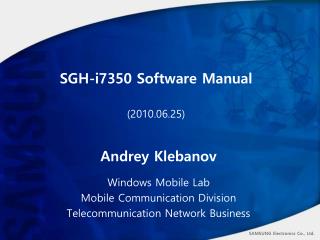 SGH-i7350 Software Manual (2010.06.25)
