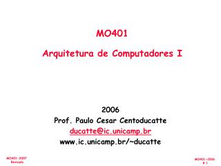 MO401 Arquitetura de Computadores I