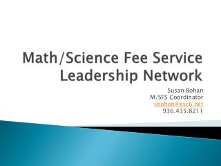 Math/Science Fee Service Leadership Network