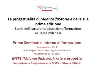 Primo Seminario interno di formazione 14 novembre 2013