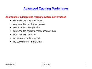 Advanced Caching Techniques