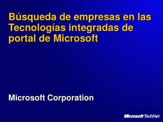 Búsqueda de empresas en las Tecnologías integradas de portal de Microsoft