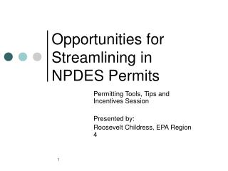 Opportunities for Streamlining in NPDES Permits