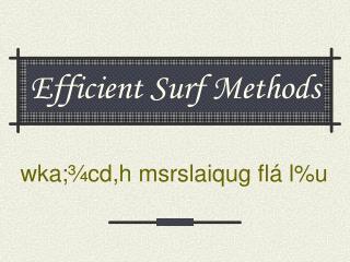Efficient Surf Methods