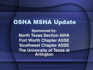 OSHA MSHA Update