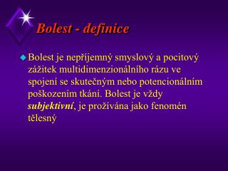 Bolest - definice