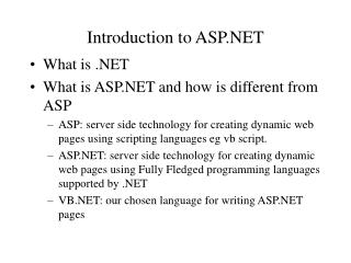 Introduction to ASP.NET