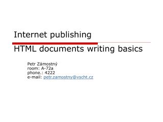 Internet publi shing HTML documents writing basics