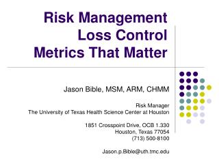 Risk Management Loss Control Metrics That Matter