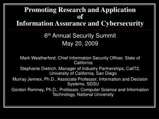 Promoting Research and Application of Information Assurance and Cybersecurity