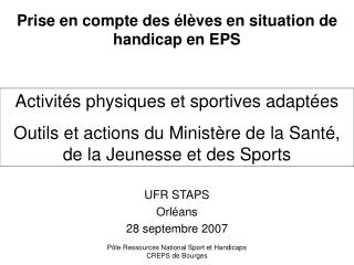 Prise en compte des élèves en situation de handicap en EPS