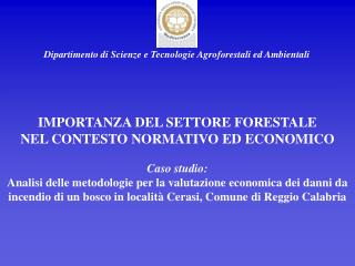 Dipartimento di Scienze e Tecnologie Agroforestali ed Ambientali