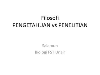 Filosofi PENGETAHUAN vs PENELITIAN