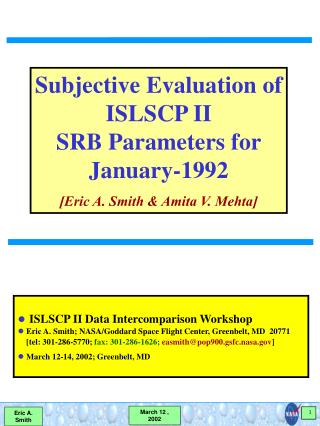 ISLSCP II Data Intercomparison Workshop