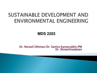 SUSTAINABLE DEVELOPMENT AND ENVIRONMENTAL ENGINEERING