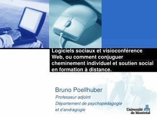 Bruno Poellhuber Professeur adjoint Département de psychopédagogie et d’andragogie