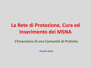 La Rete di Protezione, Cura ed Inserimento dei MSNA