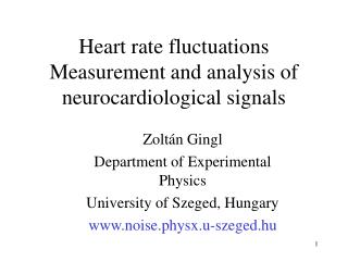 Heart rate fluctuations Measurement and analysis of neurocardiological signals