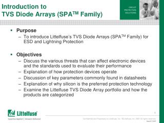 Introduction to TVS Diode Arrays (SPA TM Family)