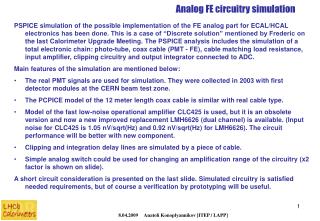 Analog FE circuitry simulation