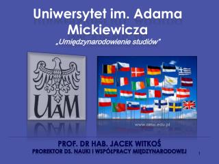 PROF. dr hab. JACEK WITKOŚ Prorektor ds. nauki i współpracy międzynarodowej