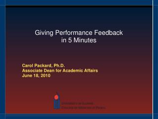 Giving Performance Feedback in 5 Minutes