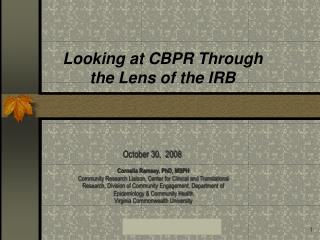 Looking at CBPR Through the Lens of the IRB