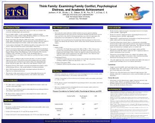 Think Family: Examining Family Conflict, Psychological Distress, and Academic Achievement