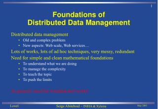 Foundations of Distributed Data Management