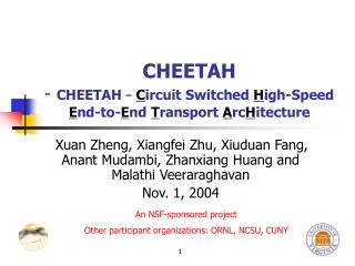 CHEETAH - CHEETAH – C ircuit Switched H igh-Speed E nd-to- E nd T ransport A rc H itecture