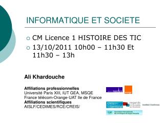 INFORMATIQUE ET SOCIETE