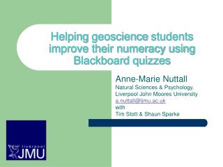 Helping geoscience students improve their numeracy using Blackboard quizzes