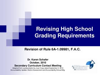 Revising High School Grading Requirements