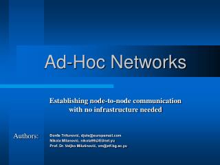 Ad-Hoc Networks