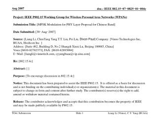 Project: IEEE P802.15 Working Group for Wireless Personal Area Networks (WPANs)