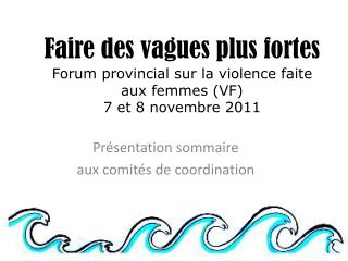 Présentation sommaire aux comités de coordination