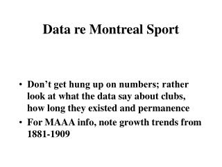 Data re Montreal Sport