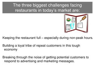 The three biggest challenges facing restaurants in today’s market are: