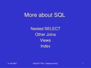 More about SQL