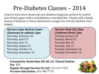 Pre-Diabetes Classes – 2014